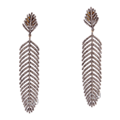 online retail/wholesale Pave diamond Leaf Style Dangle Earring of 14 K